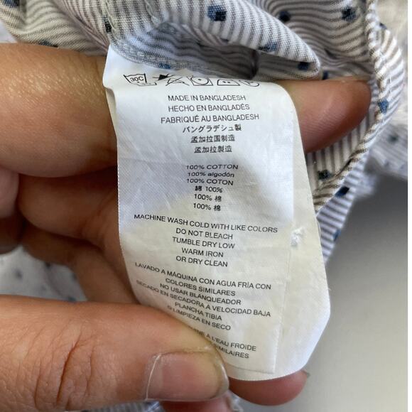 Michael Kors Shirt Men Large Blue Grey Striped Classic Button Up Cotton Career - Picture 4 of 8